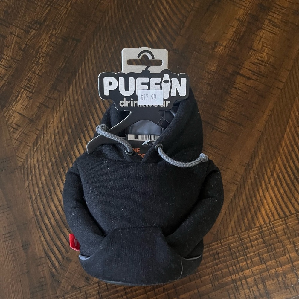 Puffin Drinkwear Black Hoodie Koozie